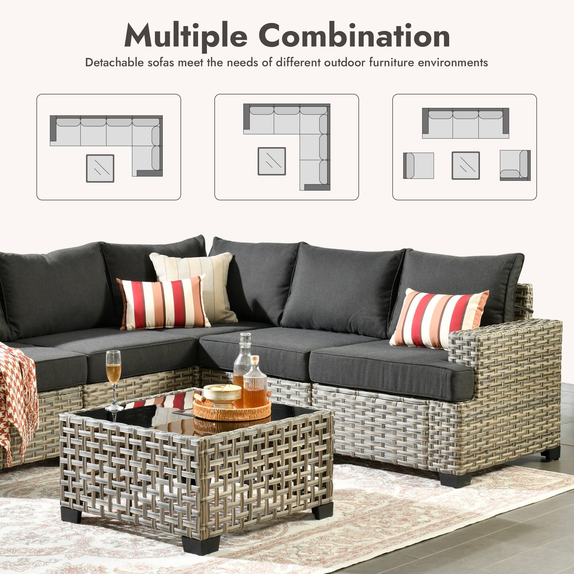 Multiple Combination  
Detachable sofas meet the needs of different outdoor furniture environments