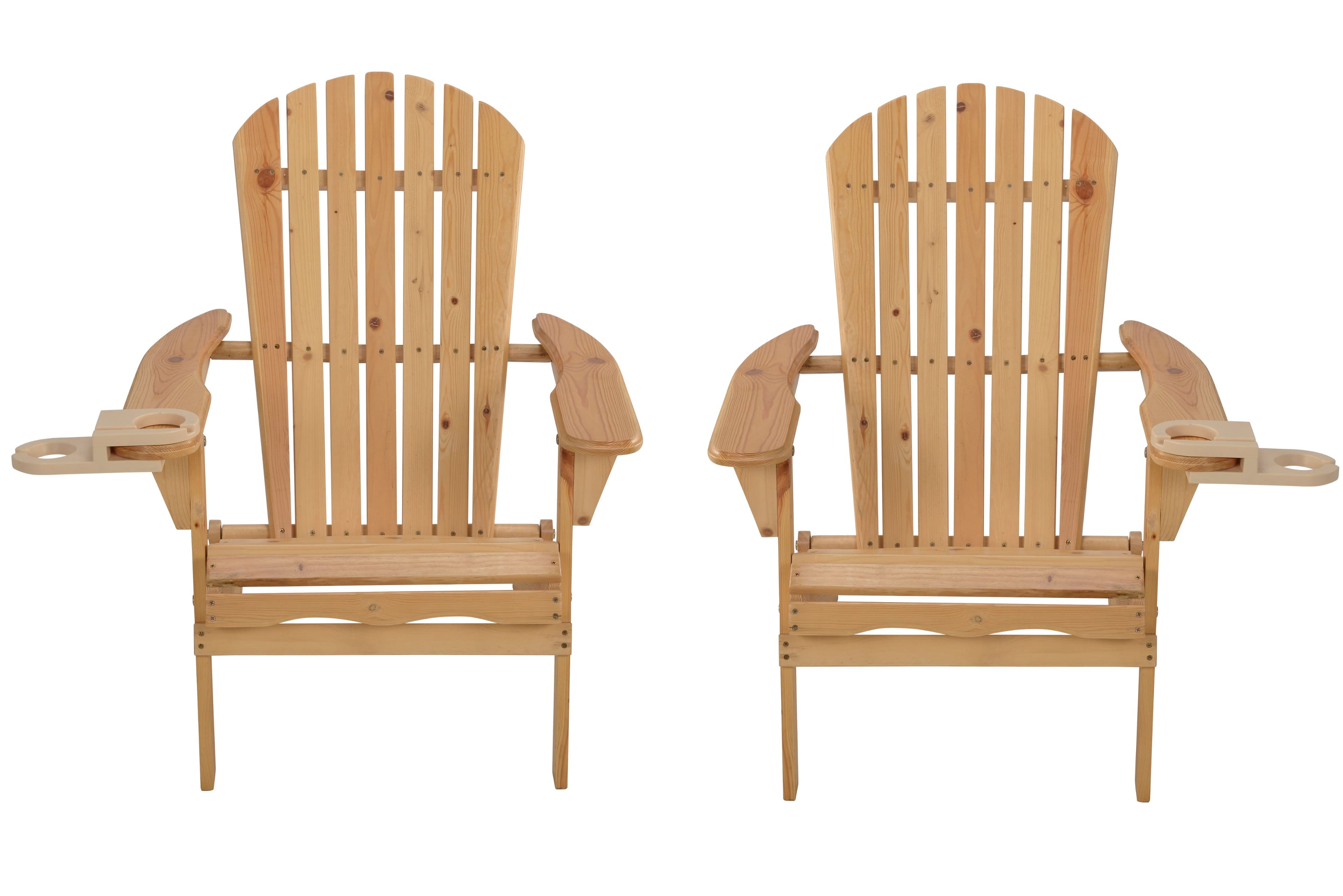 Jiallo - Foldable Adirondack Chair with cup holder set of 2 - NATURAL price history on PriceWatchPro