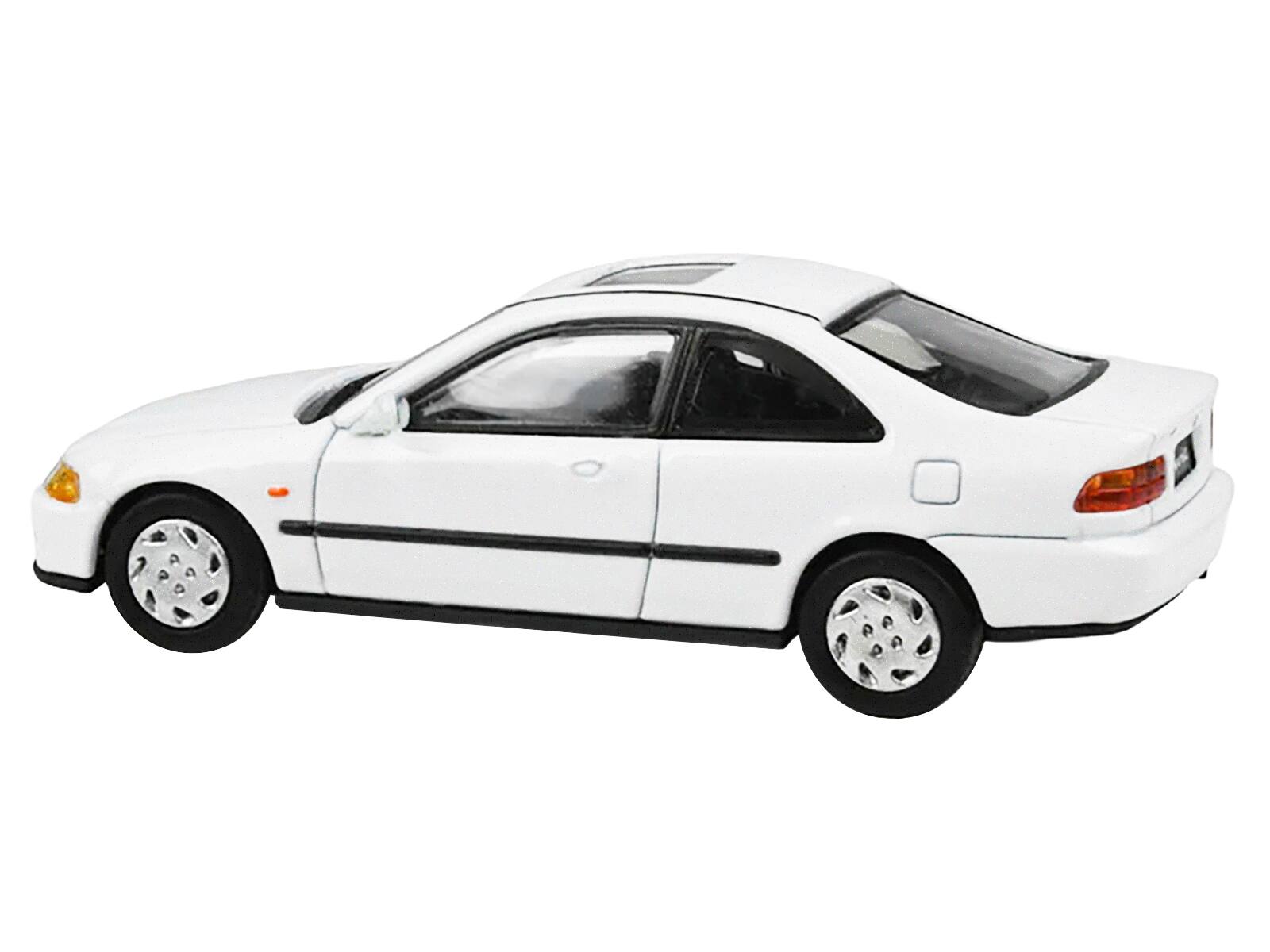 Angle. Paragon - 1995 Honda Civic Coupe EJ1 White with Sunroof 1/64 Diecast Model Car by Paragon Models - White.