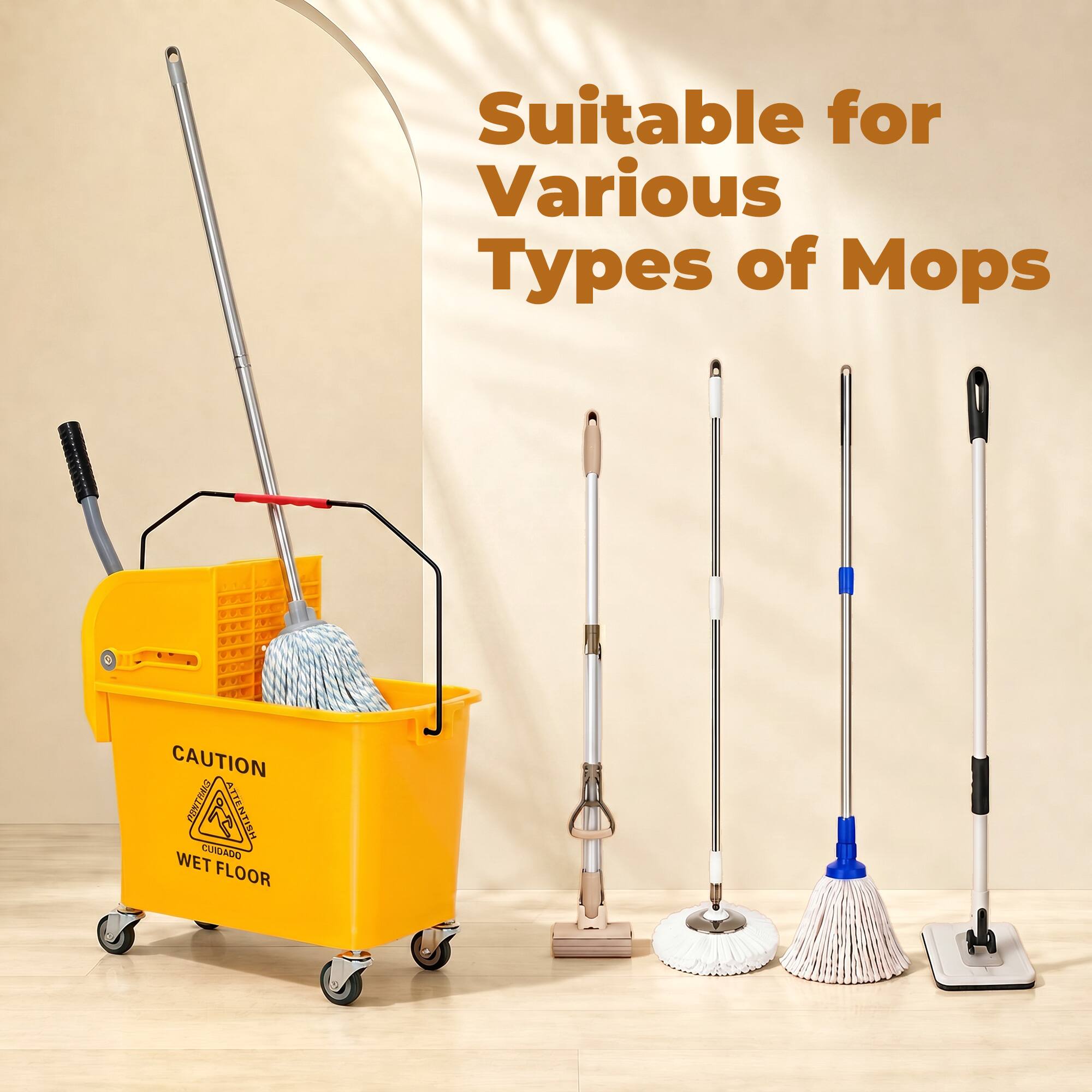 Suitable for Various Types of Mops

CAUTION CONTAINS ATTENTION WET FLOOR