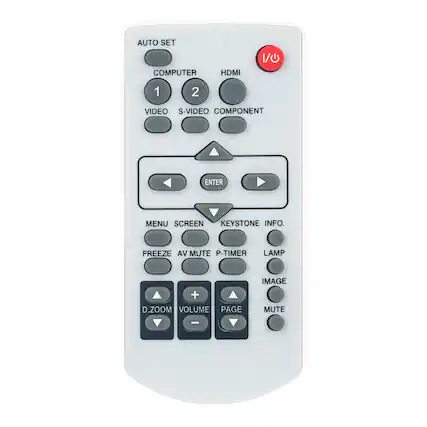 AUTO SET
COMPUTER 1 2
VIDEO S-VIDEO COMPONENT
HDMI
ENTER
MENU SCREEN
KEYSTONE INFO.
FREEZE AV MUTE P-TIMER LAMP
D.ZOOM VOLUME PAGE IMAGE MUTE