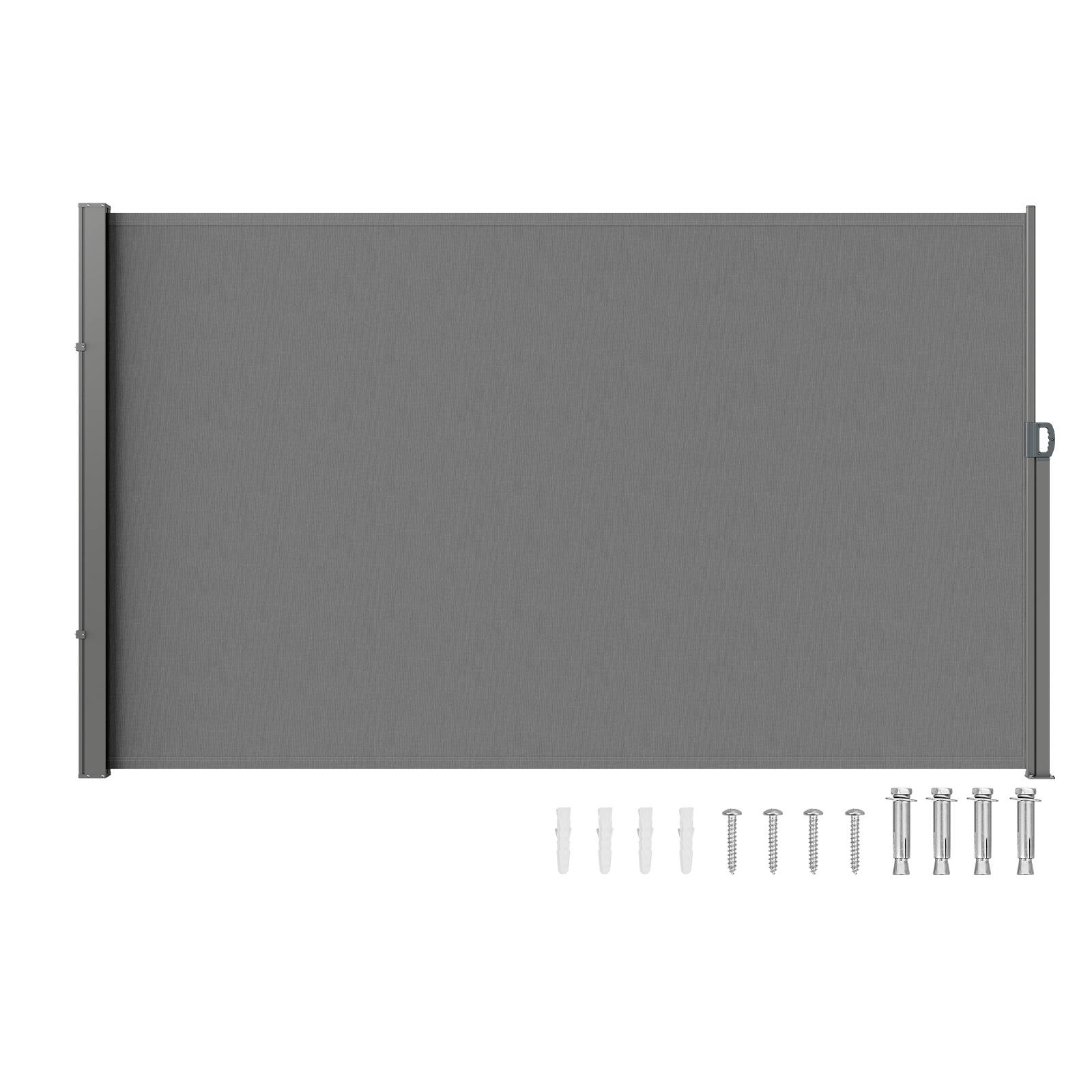 VEVOR - Retractable Side Awning, 71''x 138'' Outdoor Privacy Screen, 180g Polyester Water-proof Retractable Patio Screen - Gray