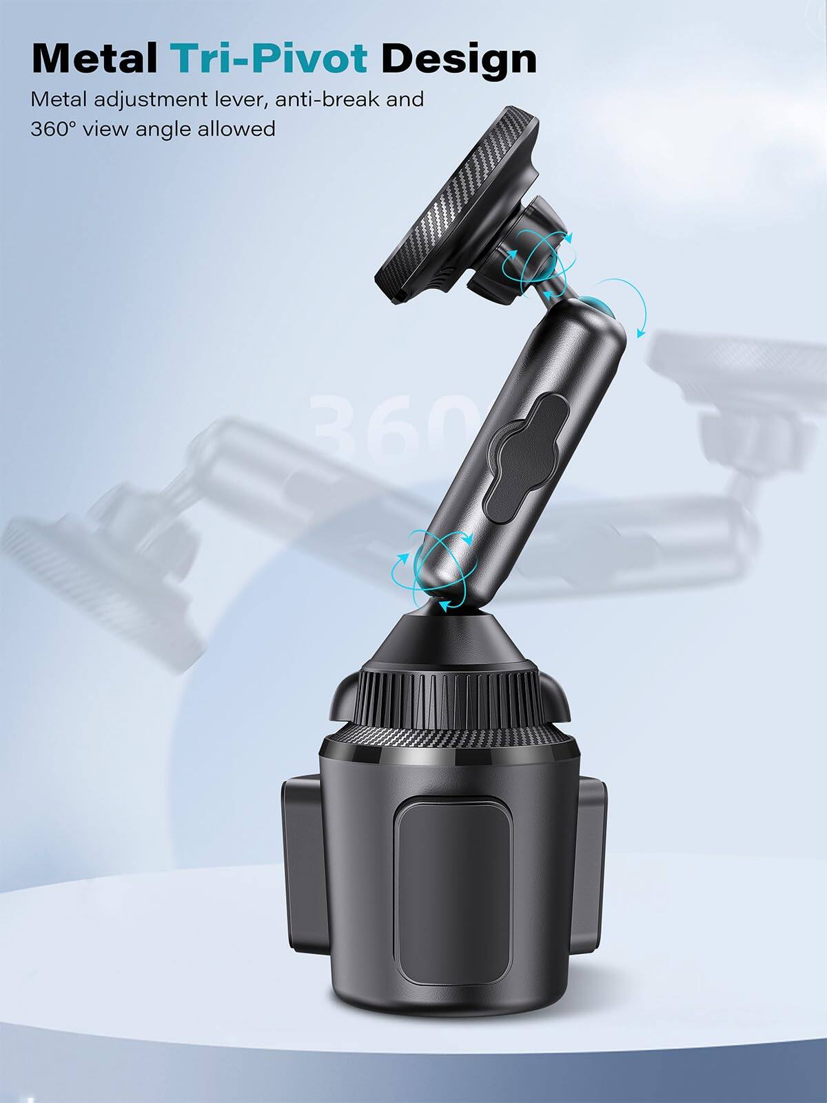 Metal Tri-Pivot Design  
Metal adjustment lever, anti-break and 360° view angle allowed