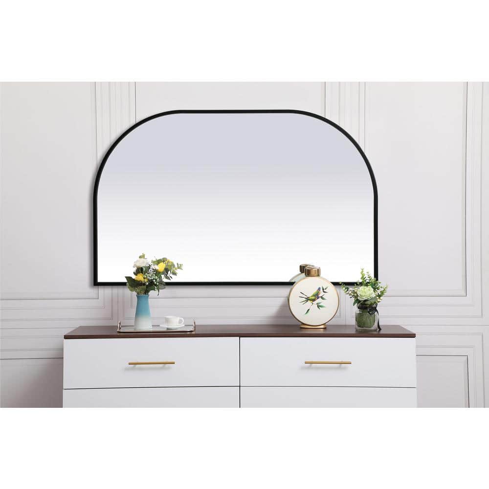 Photos - Mirror Elegant Decor - Metal Frame Arch  39x24 Inch - Black BG3607936 
