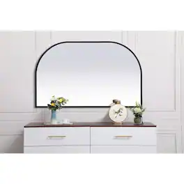 Elegant Decor - Metal Frame Arch Mirror 39x24 Inch - Black