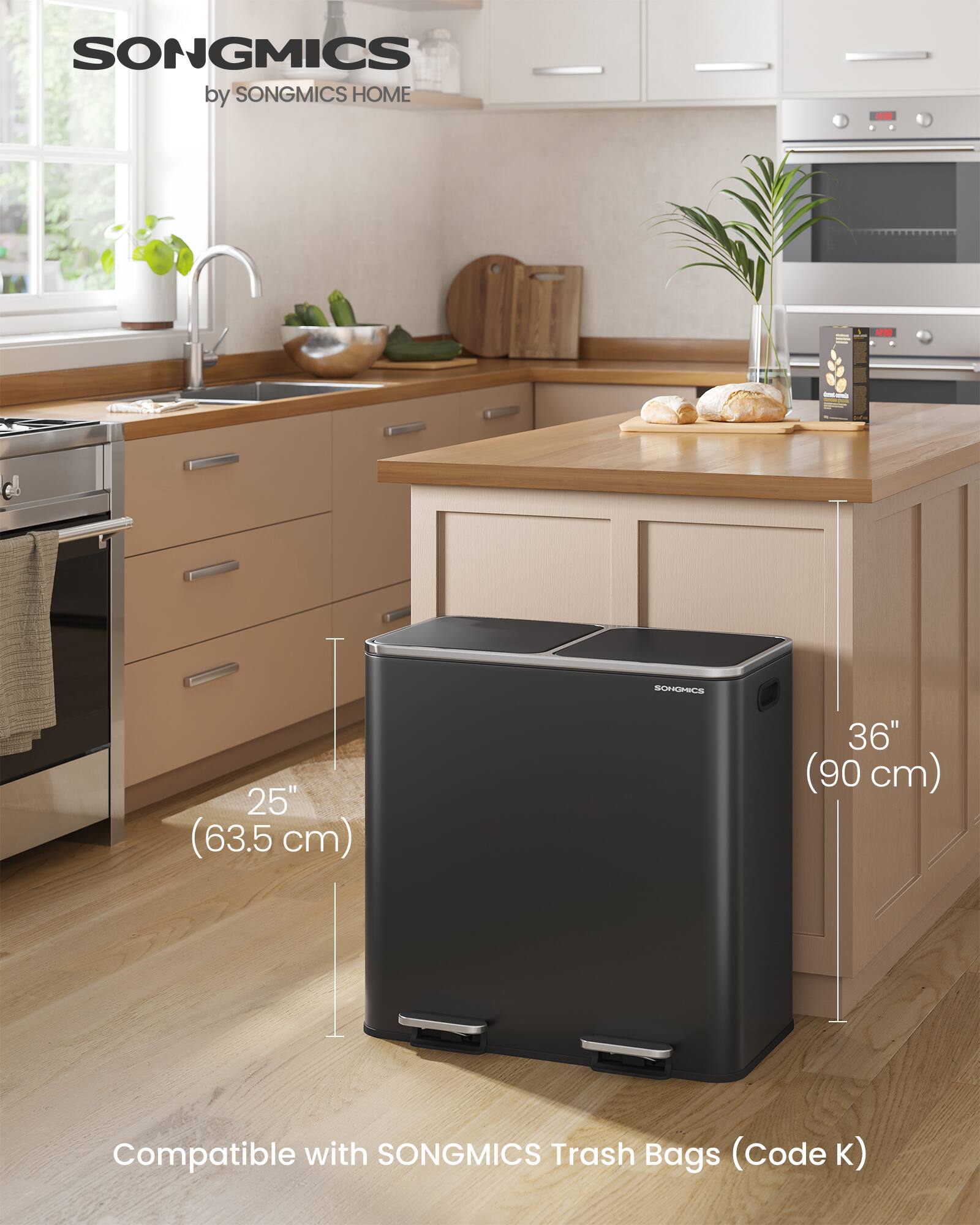 SONGMICS by SONGMICS HOME GO 4A I - 25" (63.5 cm) 36" (90 cm) Compatible with SONGMICS Trash Bags (Code K)