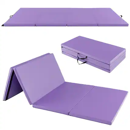 Front. Gymax - Gymax 8' x 4' x 2'' Folding Gymnastics Mat Tumbling Exercise PU Leather Cover for Yoga - Purple.
