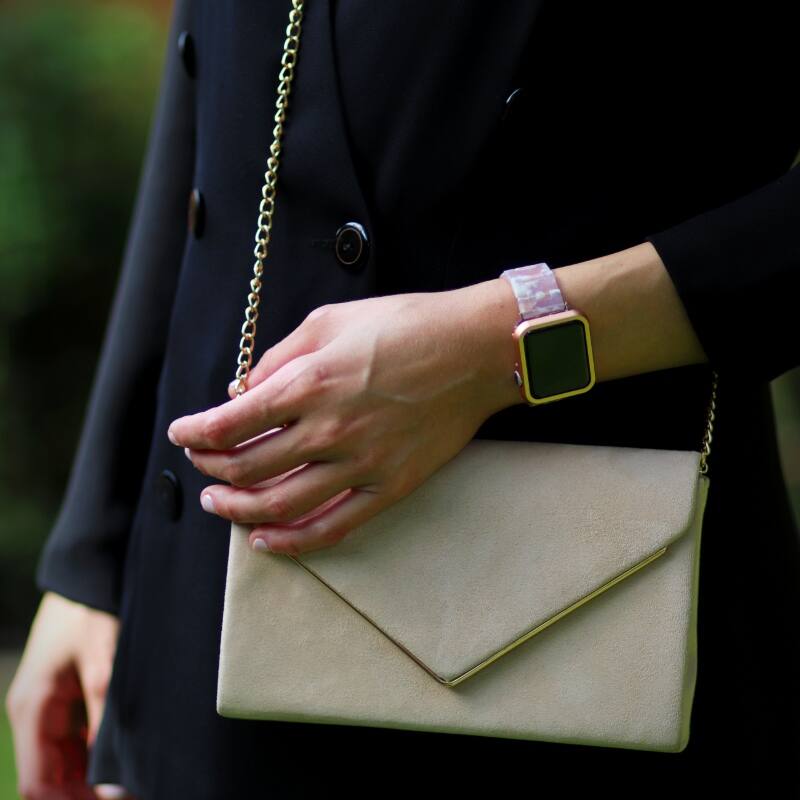 Left. StrapsCo - Marble Stone Bracelet Resin Watch Band Strap For Apple Watch - 40mm/41mm/42mm - Crystal.