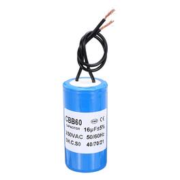 Unique Bargains - 16uF CBB60 Running Capacitor, AC 250V 2 Wires 50/60Hz Cylinder 72x35mm for Water Pumps, Washing Machines - Blue