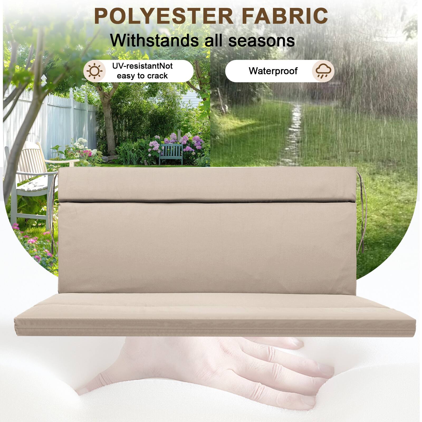 POLYESTER FABRIC  
Withstands all seasons  
UV-resistant  
Not easy to crack  
Waterproof
