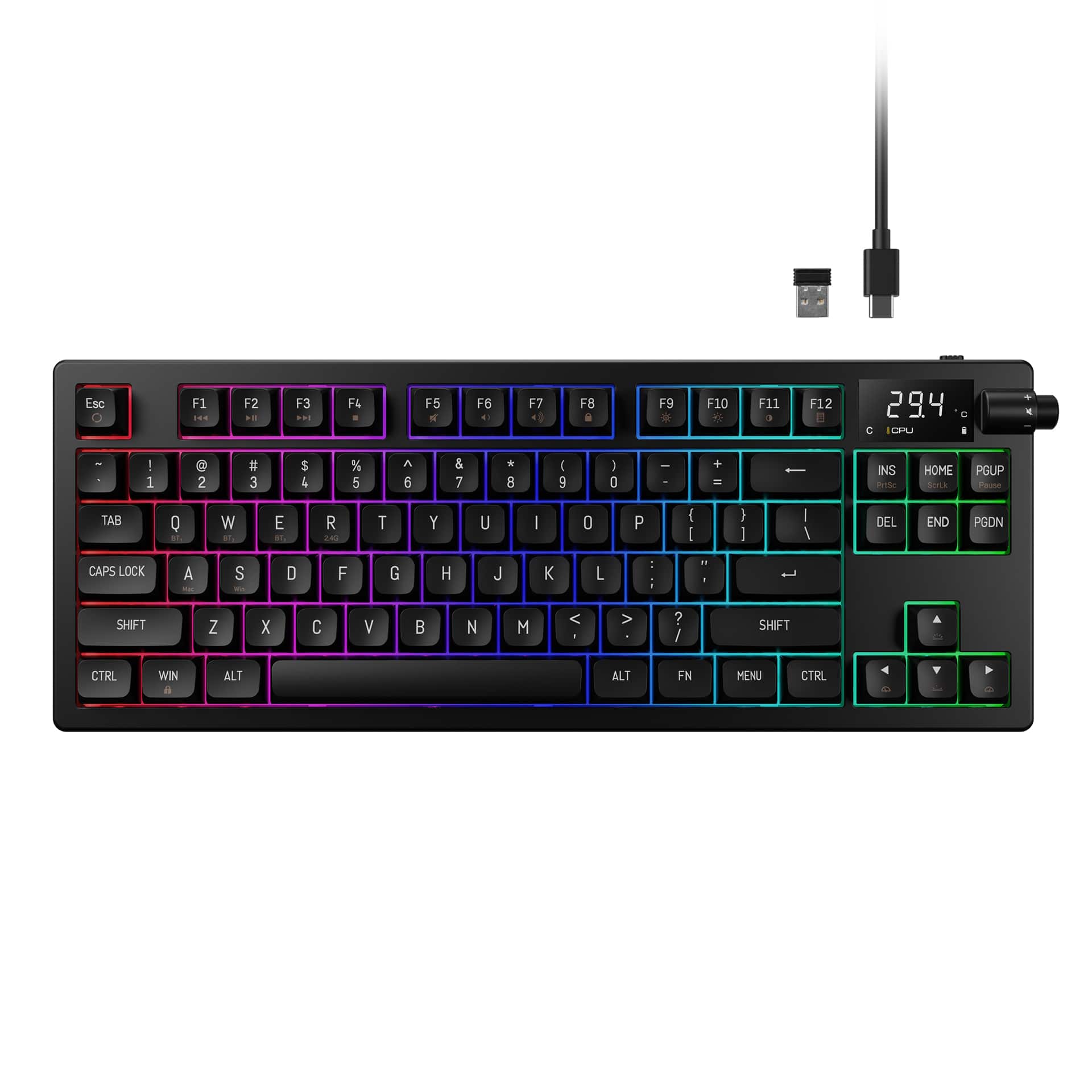 GAMDIAS - HERMES M7 TKL Hybrid Mechanical Red Switch Gaming Keyboard - Black - Front_Zoom