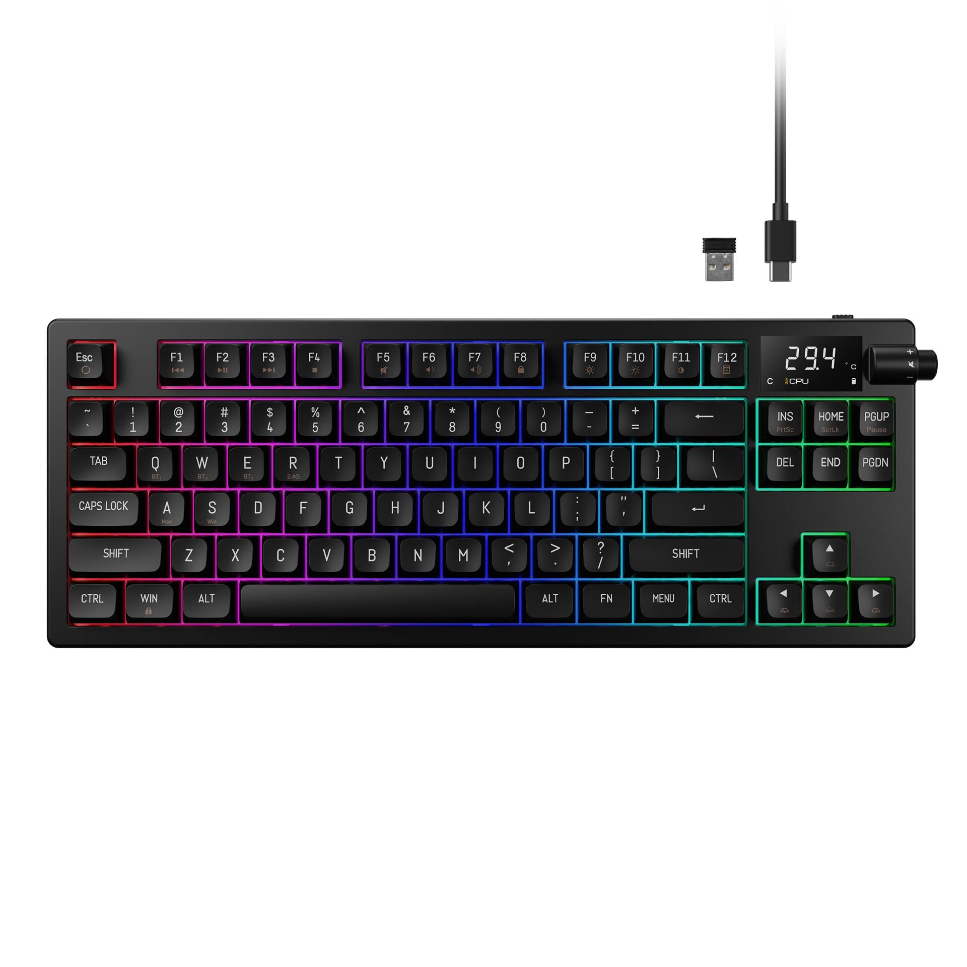 GAMDIAS - HERMES M7 TKL Hybrid Mechanical Red Switch Gaming Keyboard - Black