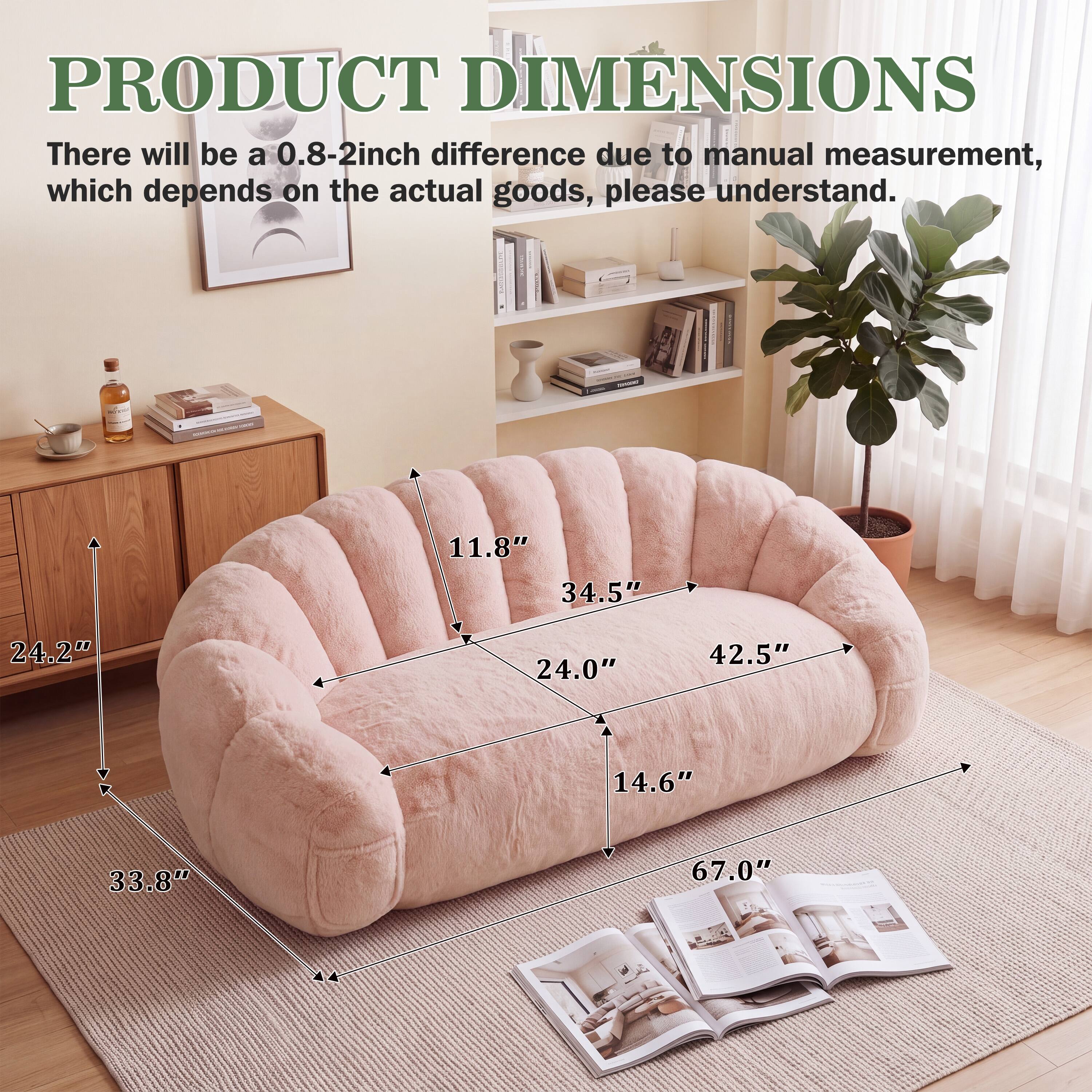 PRODUCT DIMENSIONS  
There will be a 0.8-2inch difference due to manual measurement, which depends on the actual goods, please understand.  

11.8"  
34.5"  
24.2"  
24.0"  
42.5"  
14.6"  
33.8"  
67.0"