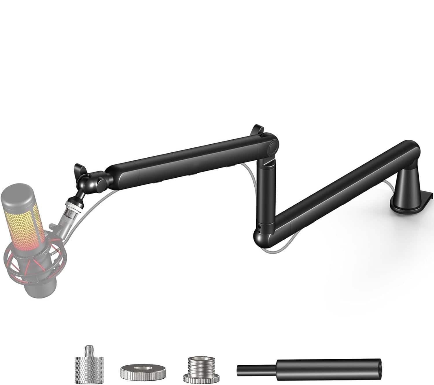 FINEAK - Low Profile Desk Microphone Boom Arm for Stable Recording - Black