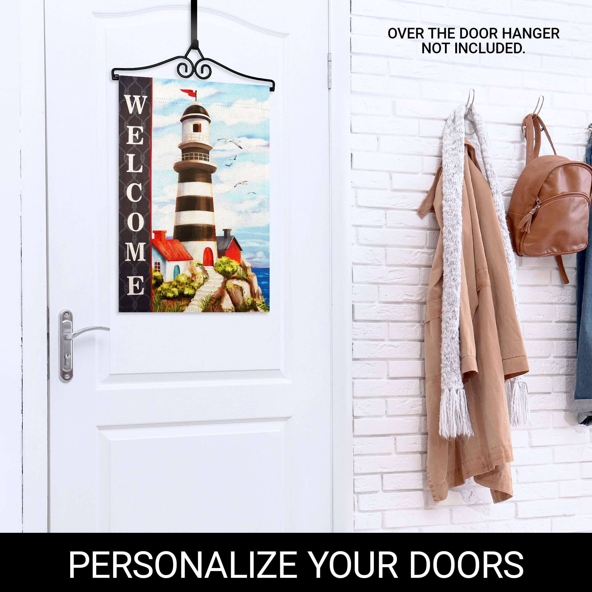 WELCOME OVER THE DOOR HANGER NOT INCLUDED. PERSONALIZE YOUR DOORS