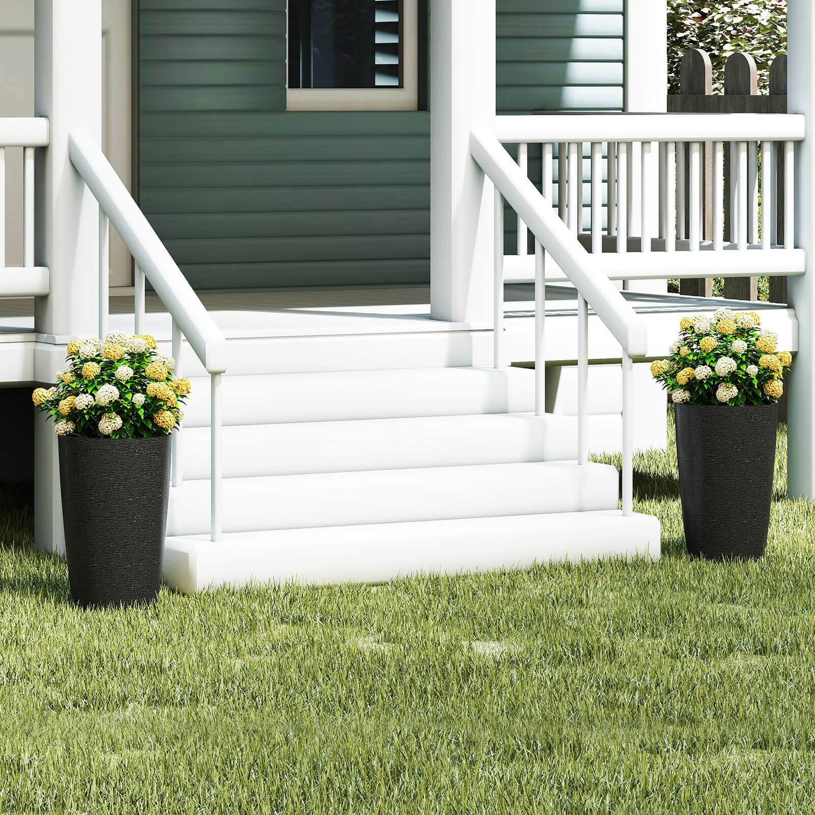 Alt View 5. Costway - Costway 21" Tall Plastic Planters Set of 2 with Optional Drainage System for Front Porch - Black.