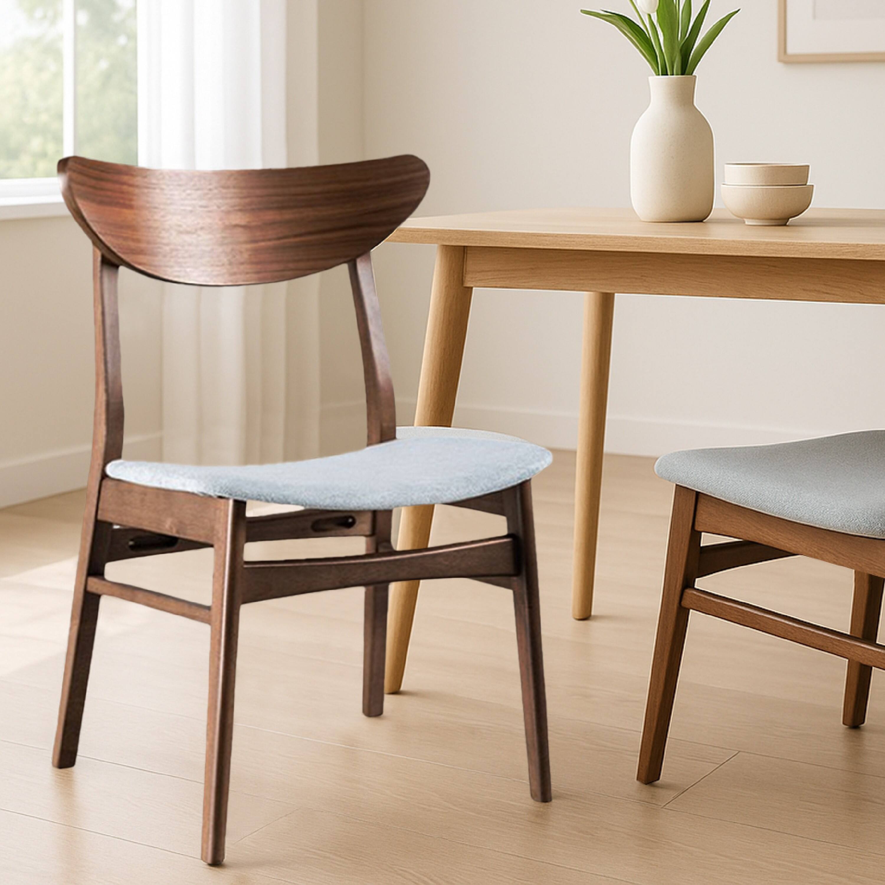 Alt View 5. Manhattan Lane - Skie Side Dining Chair Set of 2, Curved Panel Back, Angle Legs, Gray Fabric - Walnut Brown, Gray.