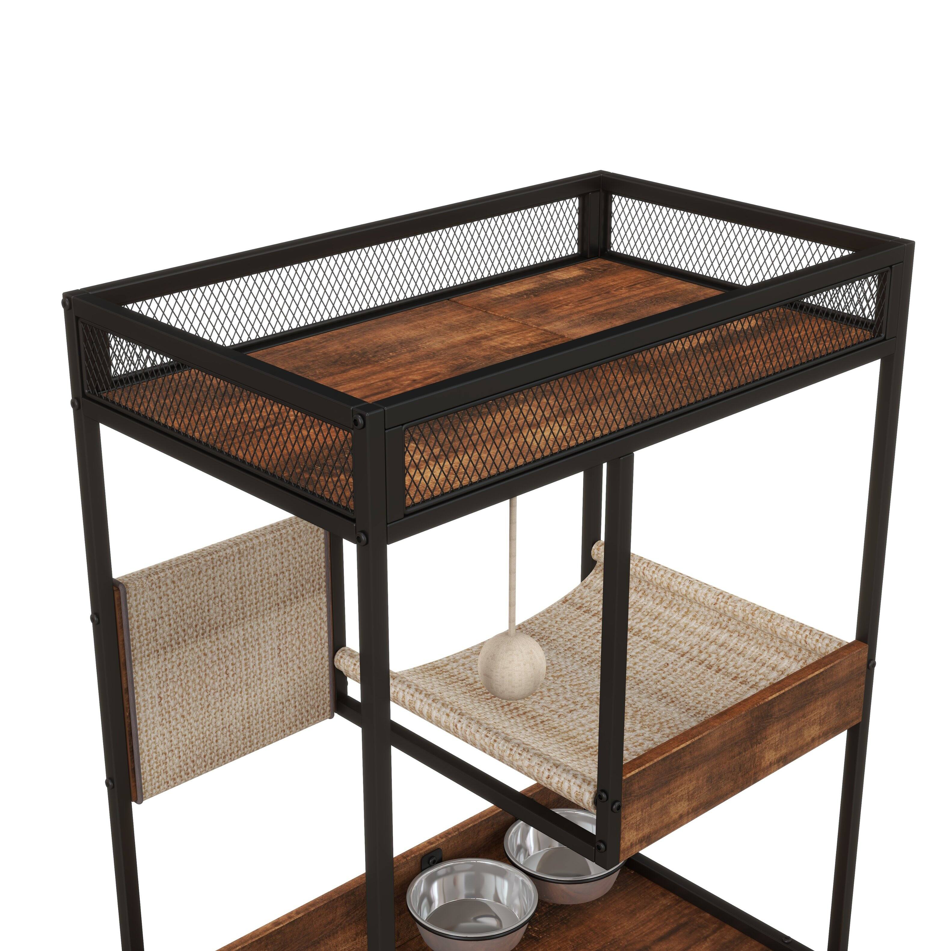 Left. Yardgrace - Cat Litter Box Enclosures with Cat Tree Tower, Cat Furniture ,Cat Cabinet - Black.