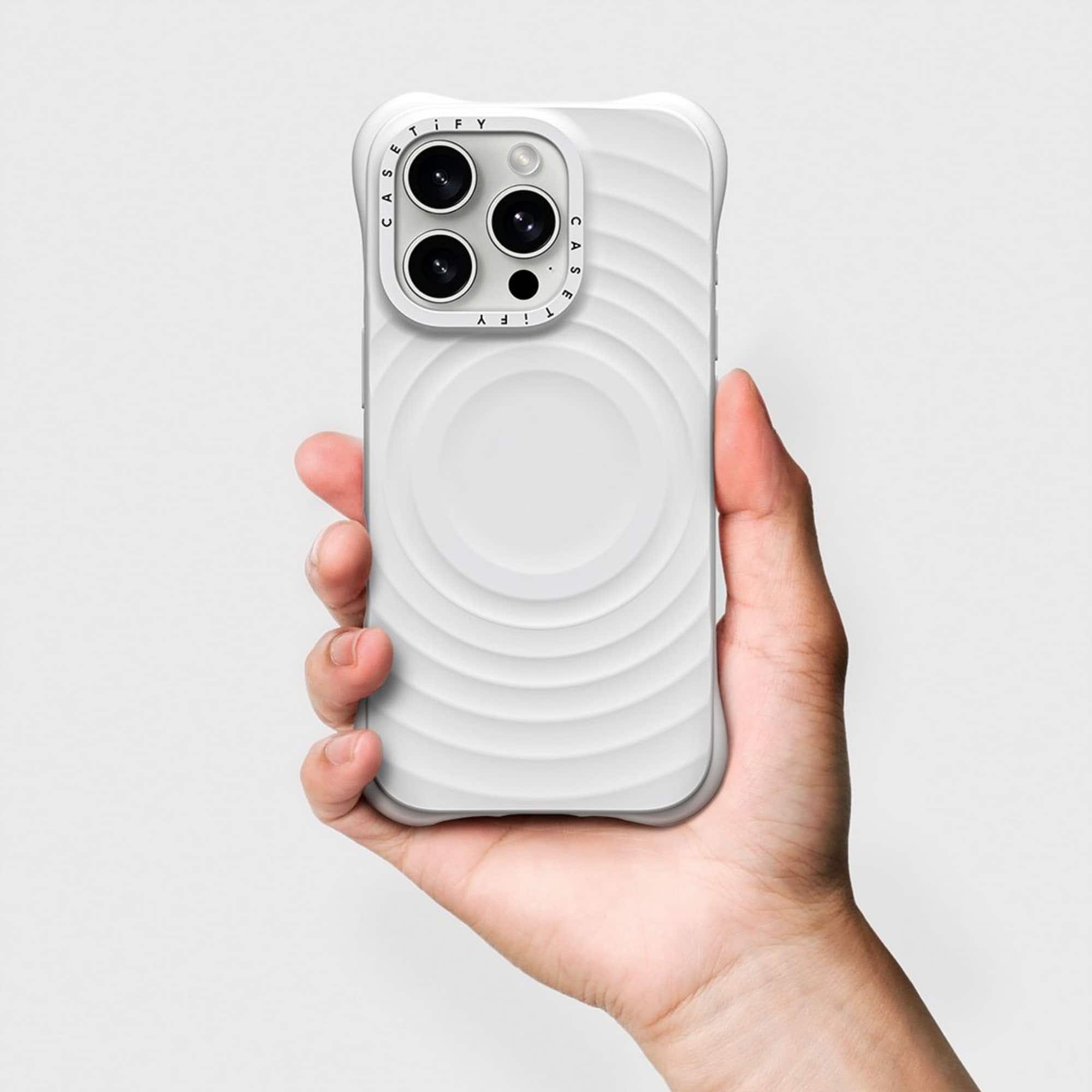 Alt View 1. CASETiFY - Essentials Ripple Case with MagSafe for Apple iPhone 16 Pro Max - White.