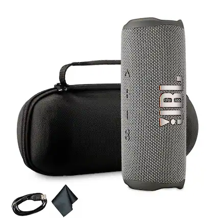 Front. JBL - JBL Flip 6 Portable Bluetooth Speaker, deep bass, IPX7 waterproof, for home with Travel Case - Grey.