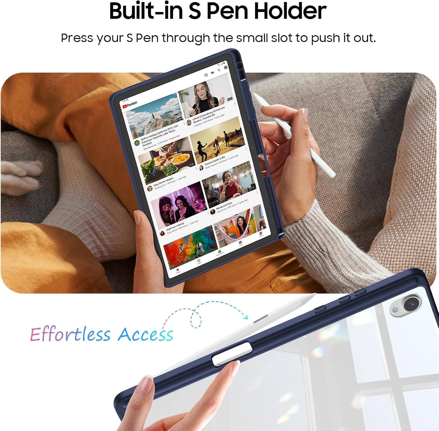 Built-in S Pen Holder  
Press your S Pen through the small slot to push it out.

Premium  
Visitational CoPre Granford  
- 2016  
L'Oreal  
MY  
-  
Casy  
Effortless Access