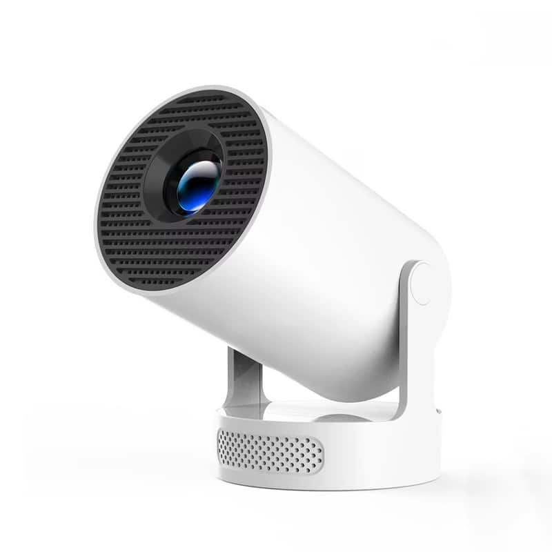 Luckbyte - Smart Mini Projector with WiFi 6 & BT 5.4, 4K Support, 8000 Lumens, 180° Rotatable Auto Keystone Home Theater - White