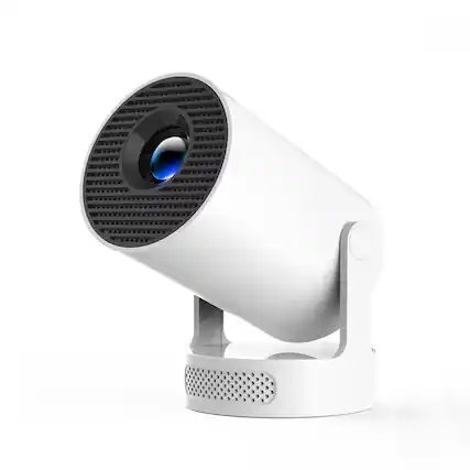 Front. Luckbyte - Smart Mini Projector with WiFi 6 & BT 5.4, 4K Support, 8000 Lumens, 180° Rotatable Auto Keystone Home Theater - White.