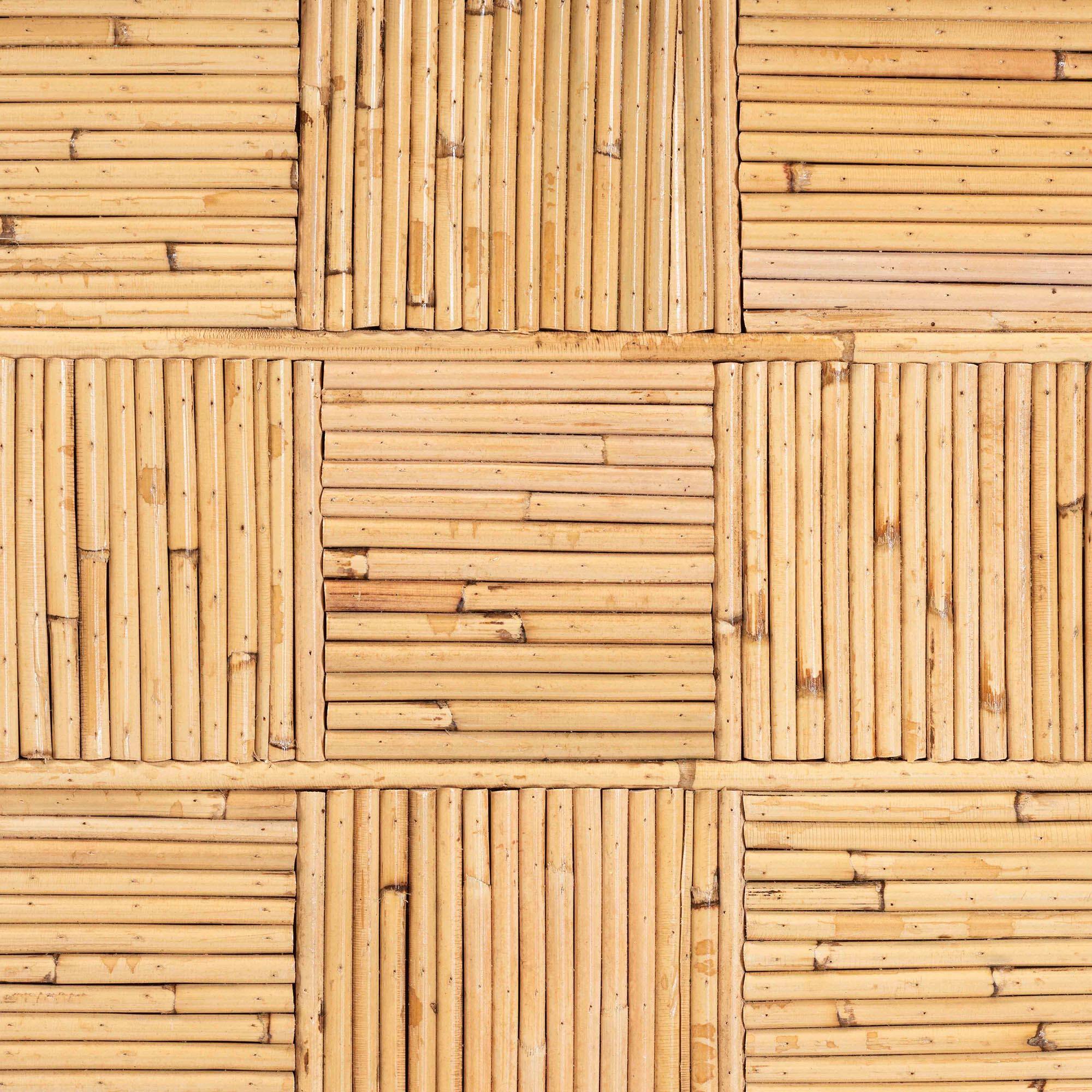 Alt View 1. bali & pari - Canika Natural Rattan Coffee Table - Handwoven Wicker Accent Table with Checkered Tabletop and Waterfall Base - Natural Rattan.
