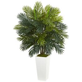 BreeBe - 45" Areca Palm in White Tower Planter - Green