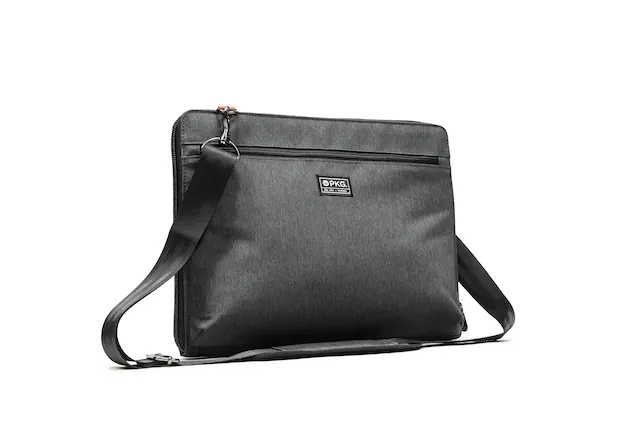 Front. PKG - Wellington Accordion Laptop Folio - Grey/Tan.