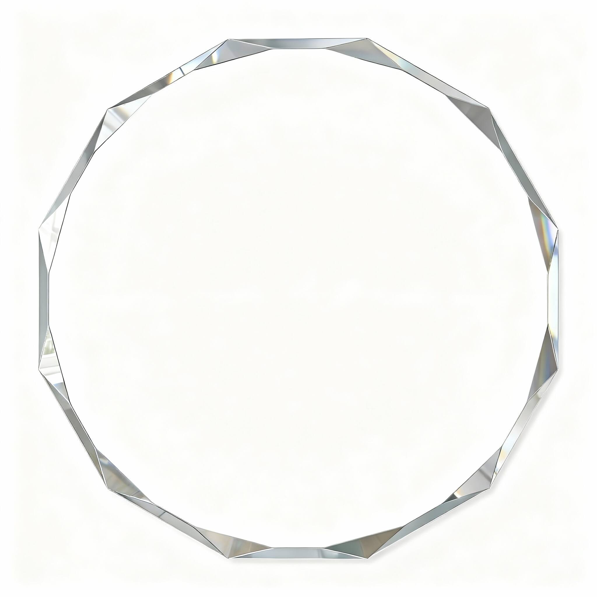 Front. OMOMMD - Diamond-Cut Round Wall Mirror, Faceted Beveled Glass, Solid MDF Back, Shatterproof - Frameless-diamond Round 24"L x 24"W.