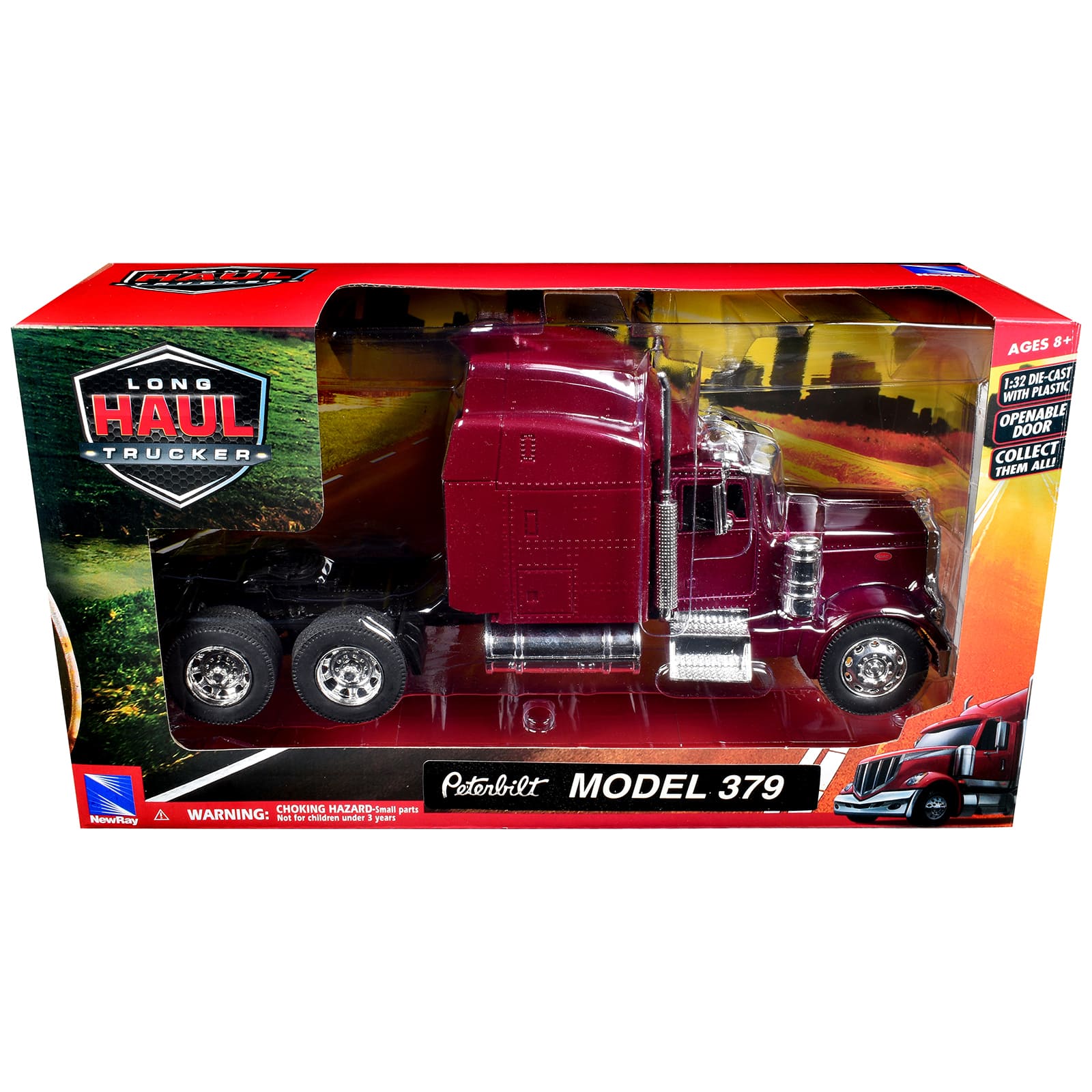 "Peterbilt 379 Truck Tractor Burgundy Metallic ""Long Haul Trucker"" Series 1/32 Diecast Model by New Ray" price history on PriceWatchPro