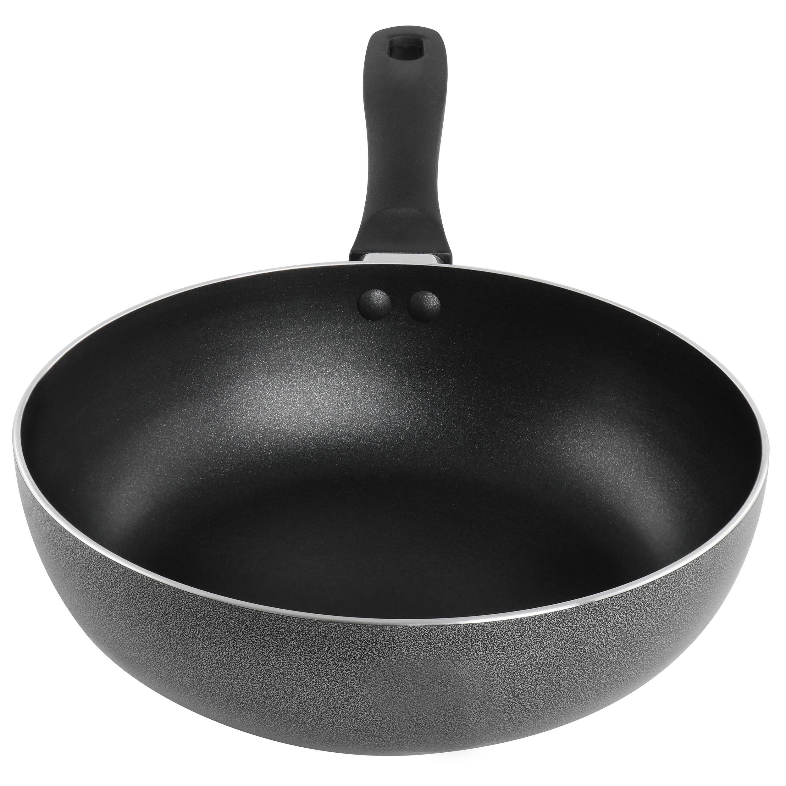 Alt View 2. Oster - Oster Clairborne 9.5 Inch Non Stick Aluminum Wok with Lid in Granite Grey - Grey.