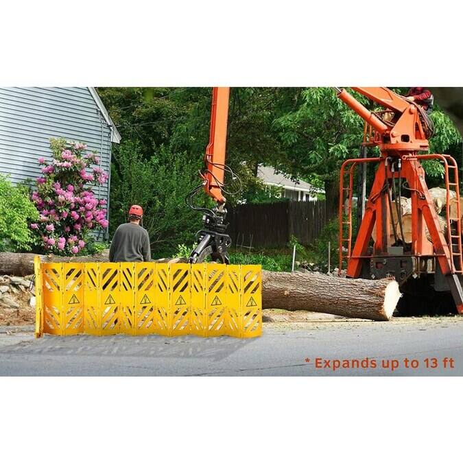 Alt View 4. Alpine Industries - 13 ft. Expandable Mobile High Visibility Bilingual Traffic Barricade Safety Fence System Barrier - Yellow.