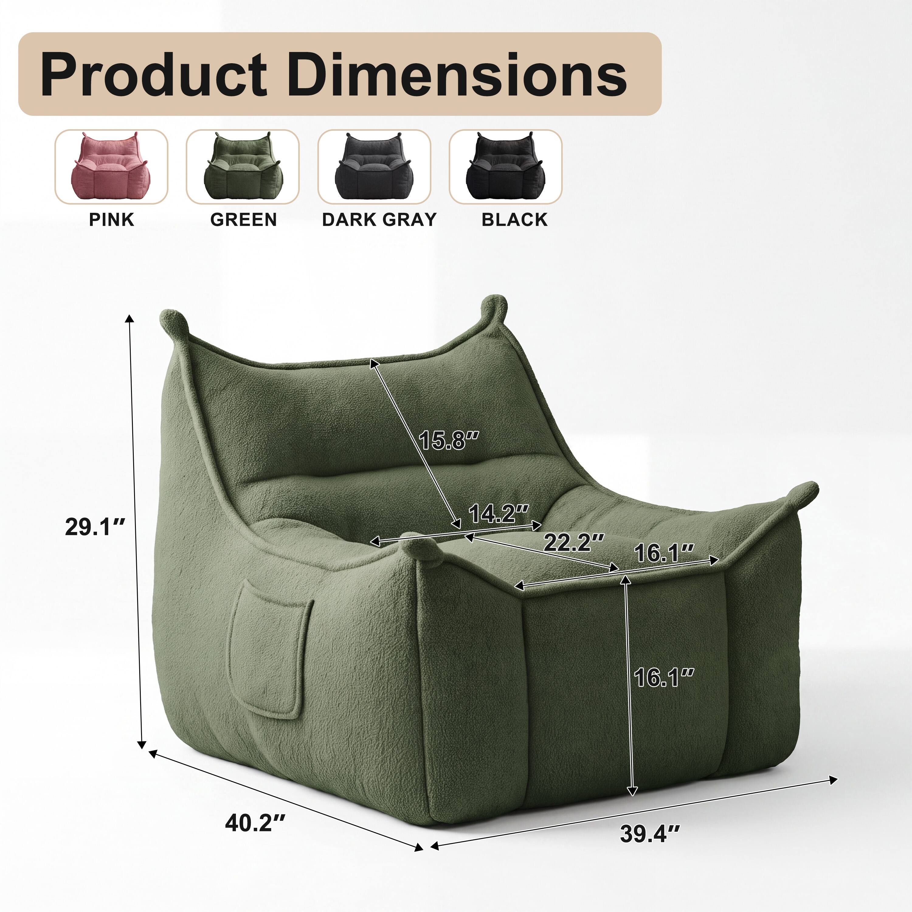 Product Dimensions

PINK
GREEN
DARK GRAY
BLACK

15.8"
29.1"
14.2" 22.2" 16.1"
16.1"
40.2"
39.4"