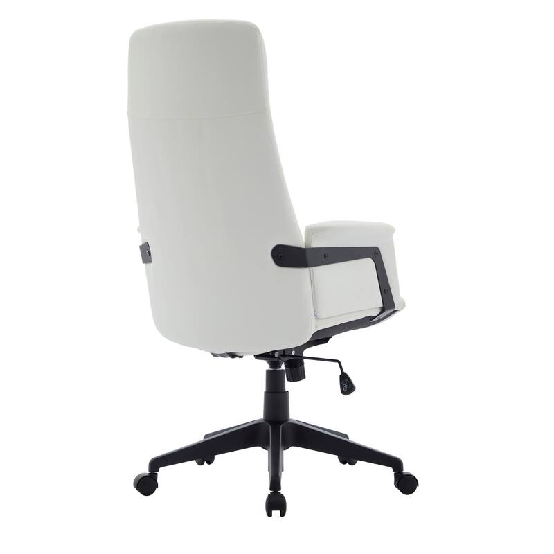 Alt View 6. LeisureMod - Inifini High Back Office Chair Ergonomic PU Leather Lumbar Support Foam Cushion Iron Frame - White.