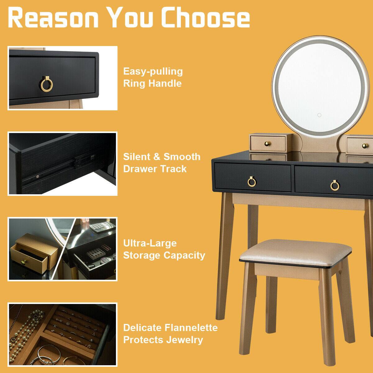 Reason You Choose

- Easy-pulling Ring Handle
- Silent & Smooth Drawer Track
- Ultra-Large Storage Capacity
- Delicate Flannelette Protects Jewelry