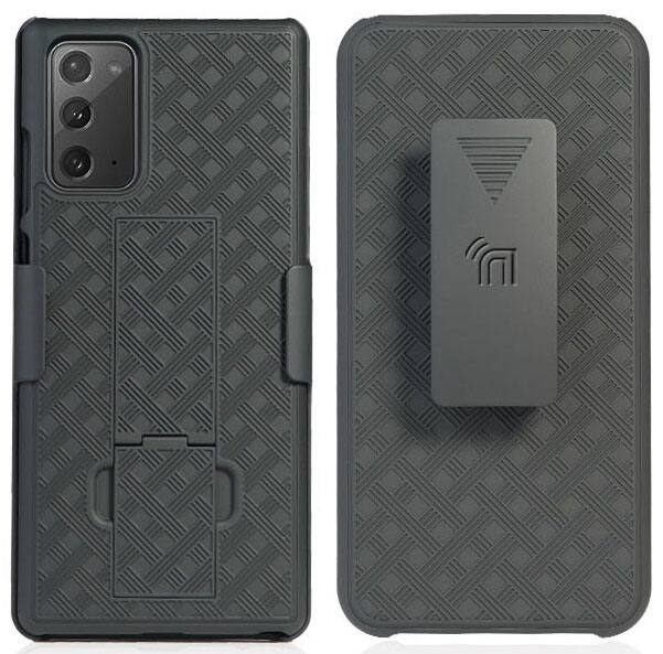 Alt View 2. Nakedcellphone - Case with Stand and Belt Clip Holster for Samsung Galaxy Note 20 - Black.