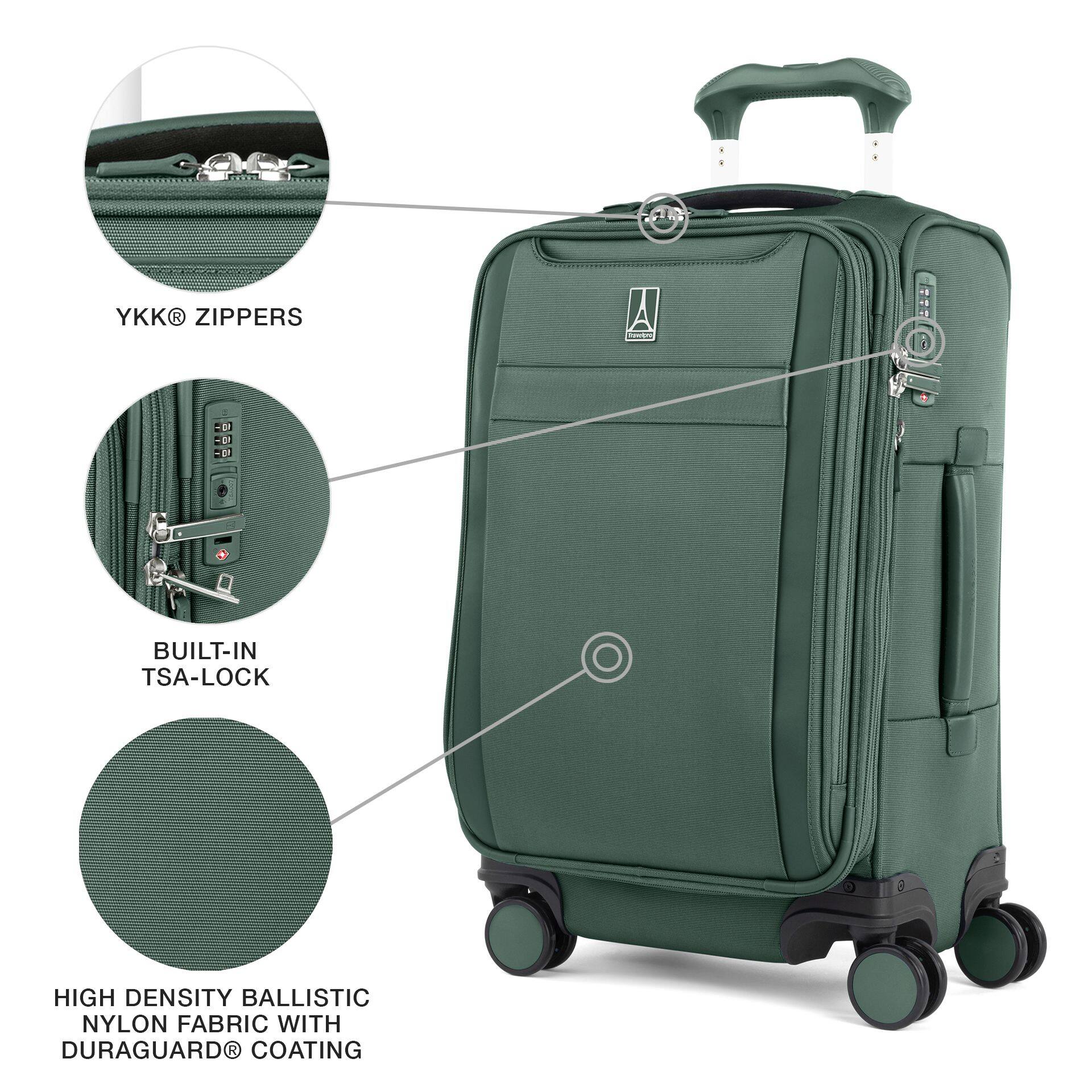 A YKK ZIPPERS  
BUILT-IN TSA-LOCK  
HIGH DENSITY BALLISTIC NYLON FABRIC WITH DURAGUARD COATING