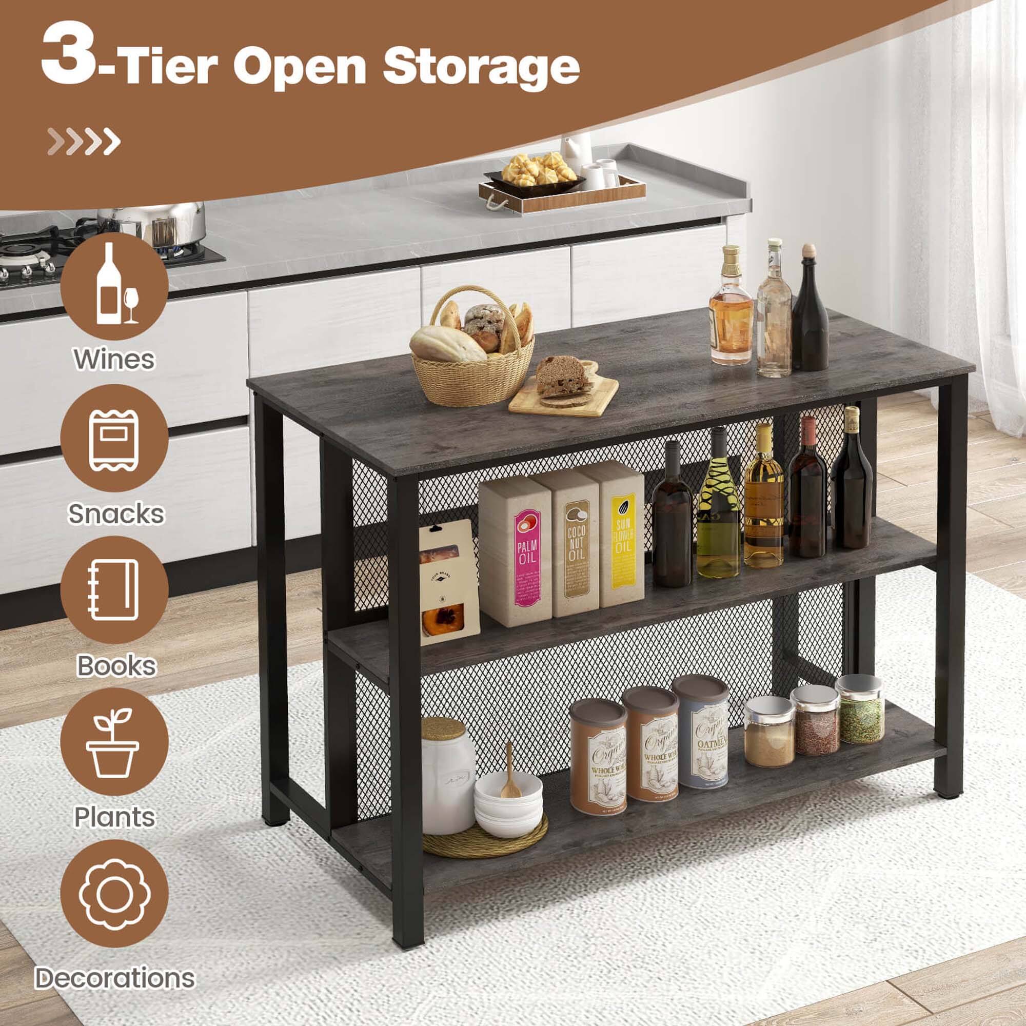 3-Tier Open Storage:
- Wines
- Snacks
- Palm Oil
- Coconut Oil
- Olive Oil
- Books
- Plants
- Decorations