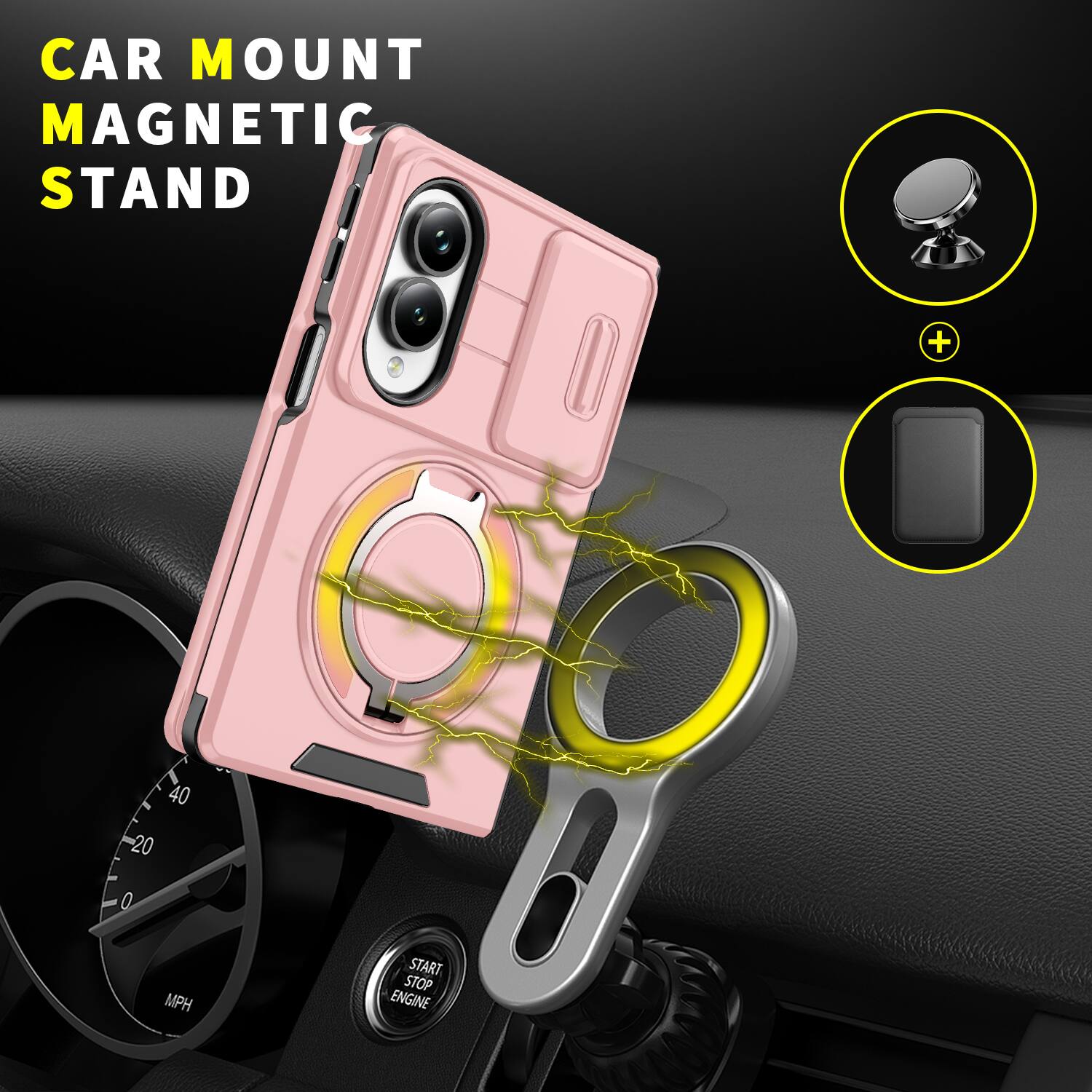 CAR MOUNT MAGNETIC STAND + 40 20 0 MPH START STOP ENGINE