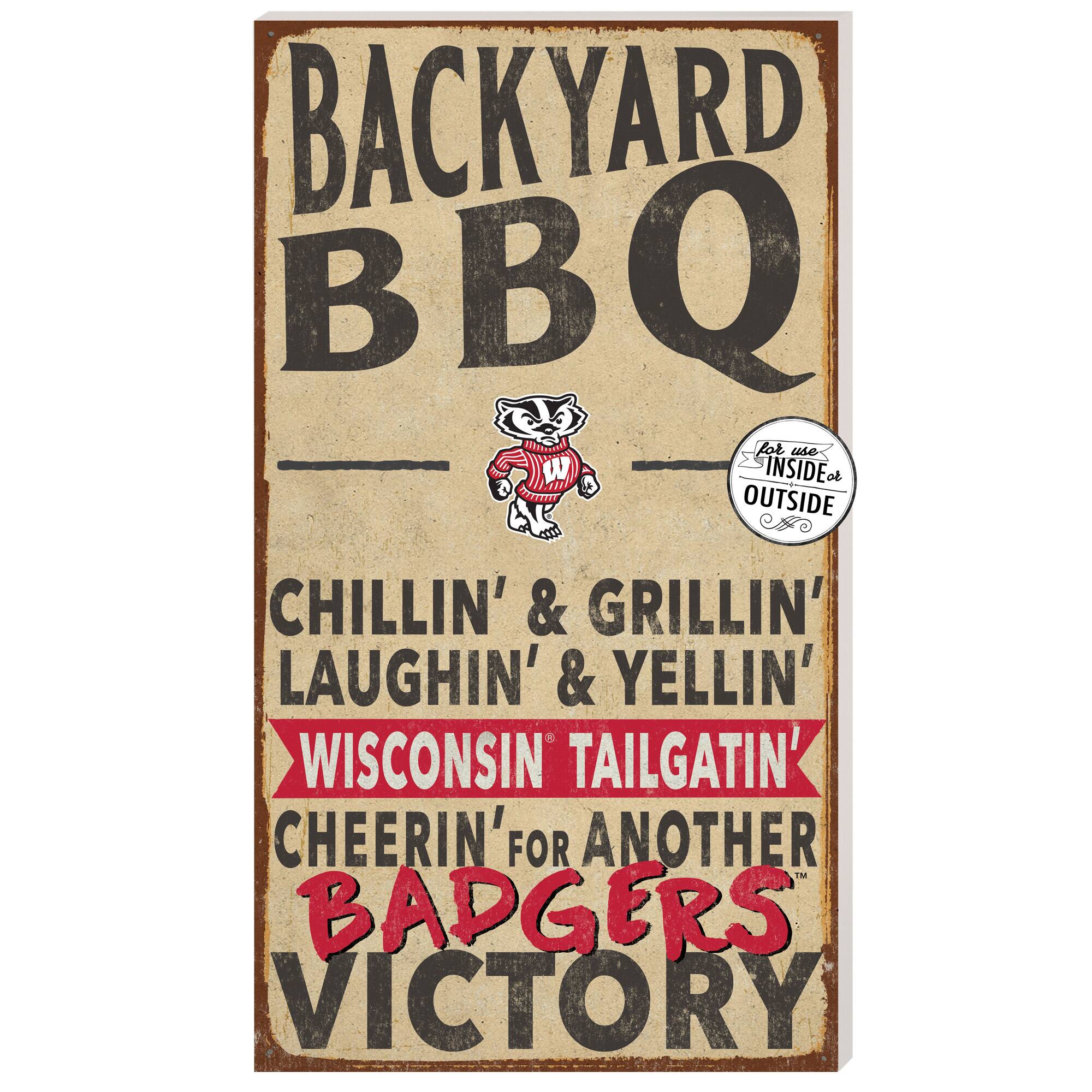 Wisconsin Badgers 11'' x 20'' Indoor/Outdoor BBQ Sign