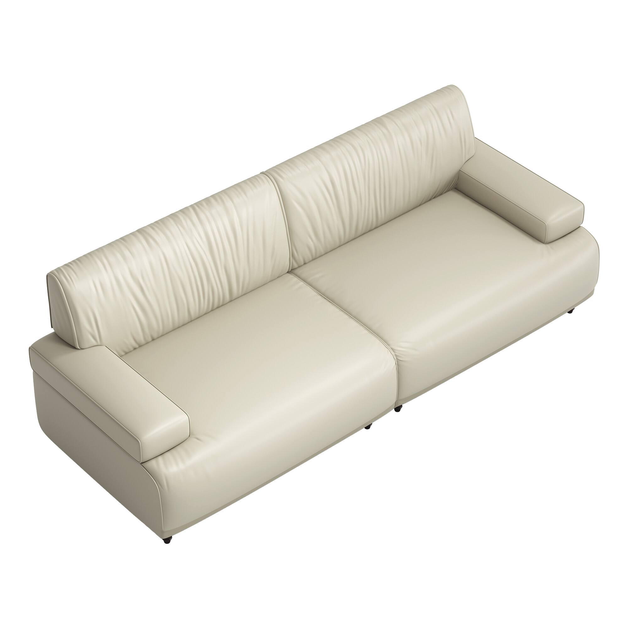 Alt View 6. luck idea - 86.4" Leather Sofa, Modern Living Room Sofa Combination - Off-white.