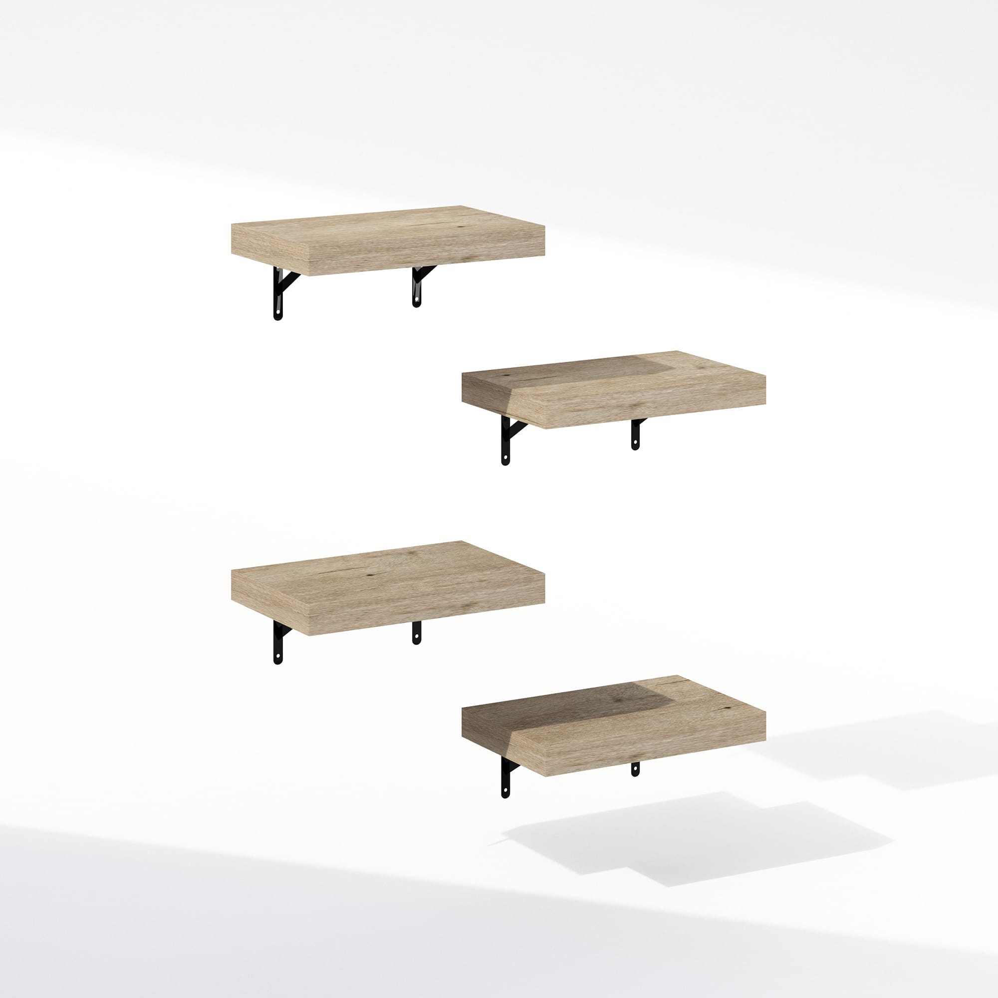 Furinno - Tanna 15-Inch Wall Mounted Bathroom Floating Display Shelves, Set of 4 - Natural