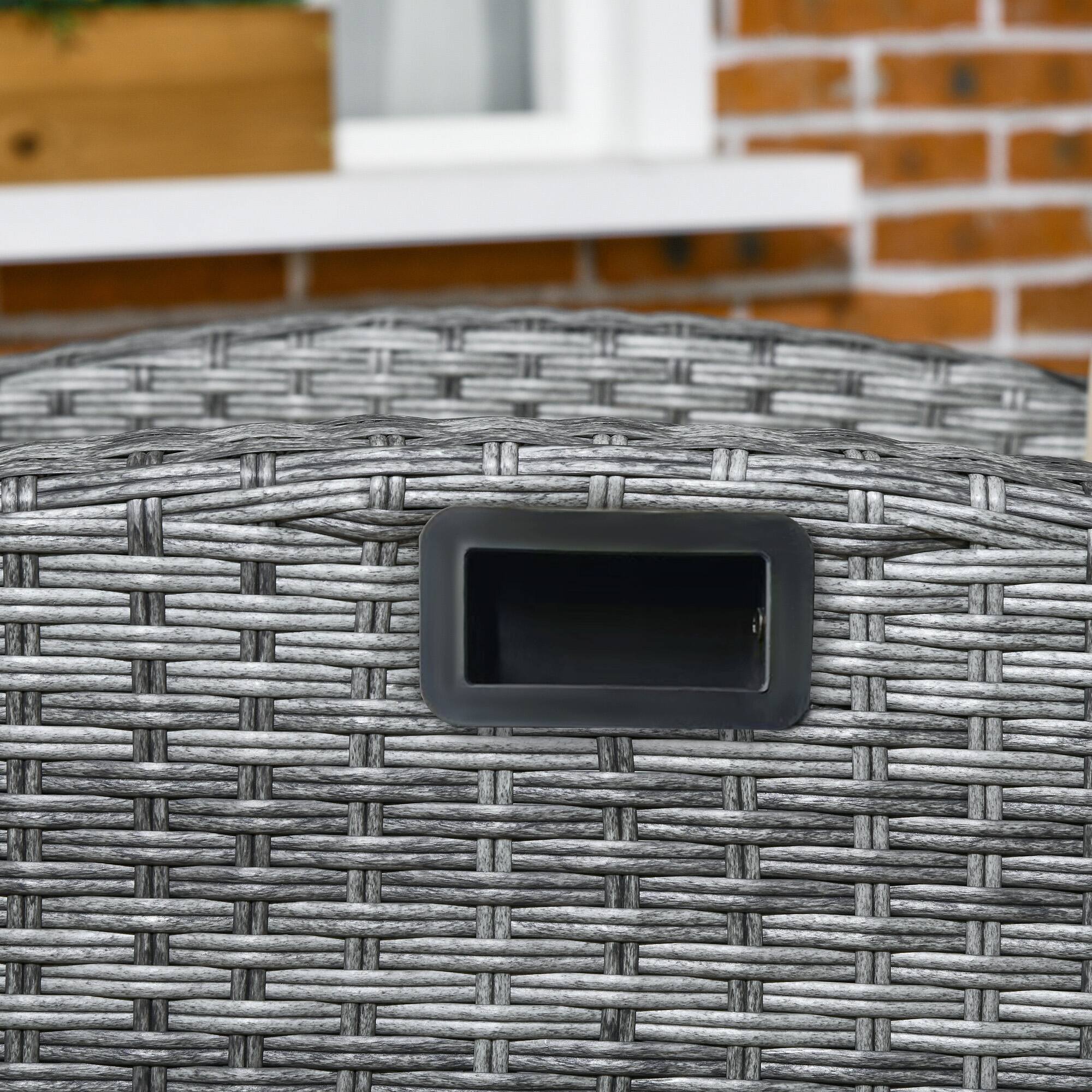 Alt View 7. Outsunny - Outdoor Recliner Chair with Cushions, PE Wicker Reclining Patio Lounge Chair with Adjustable Footrest, Armrests - Khaki.