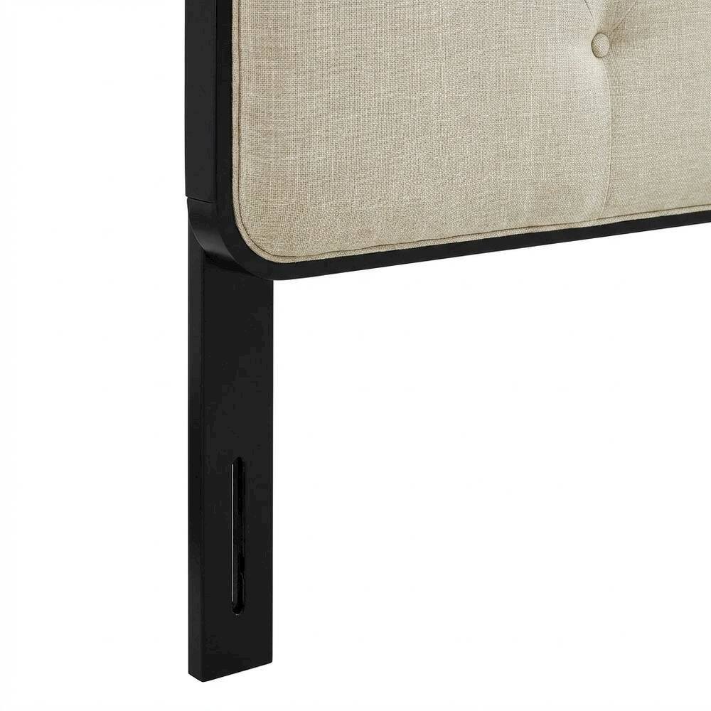 Alt View 1. FurniFact - Tufted Fabric Queen Headboard with Wood Frame and Classic Design - Black.