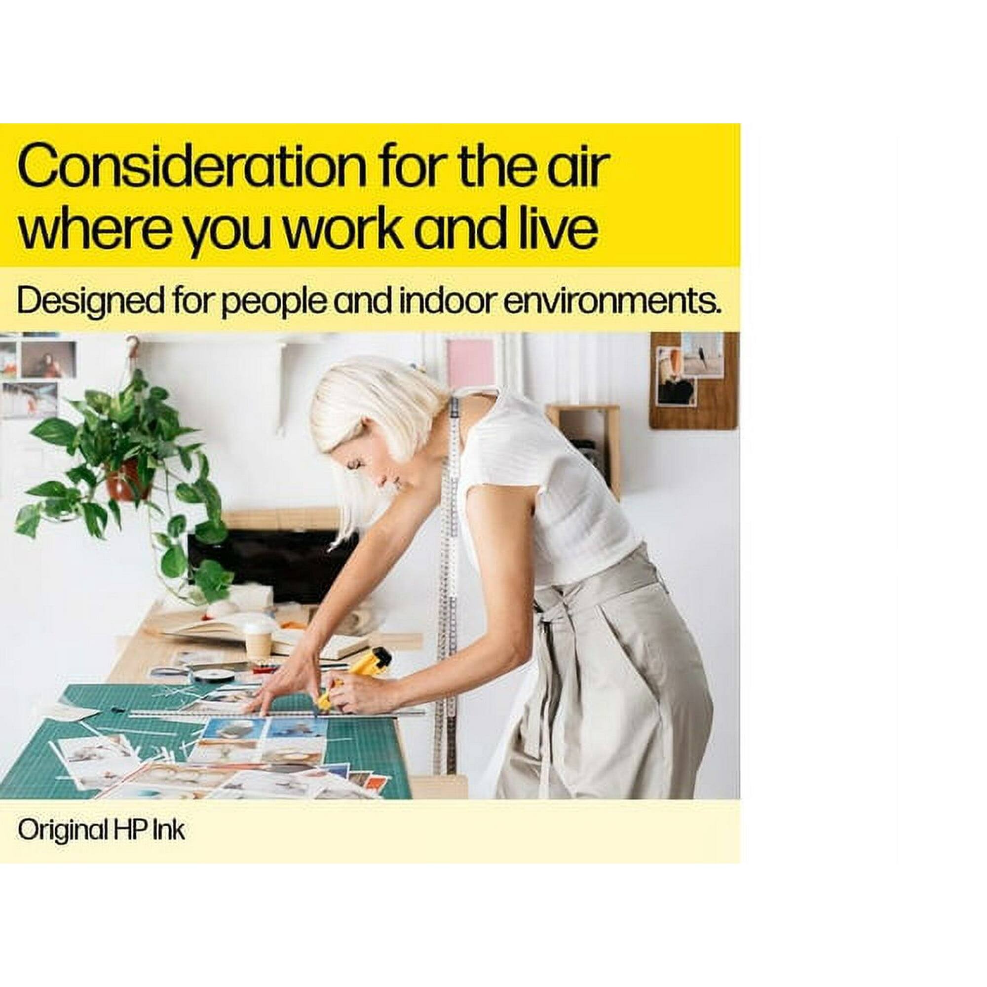 Consideration for the air where you work and live  
Designed for people and indoor environments.  

Original HP Ink