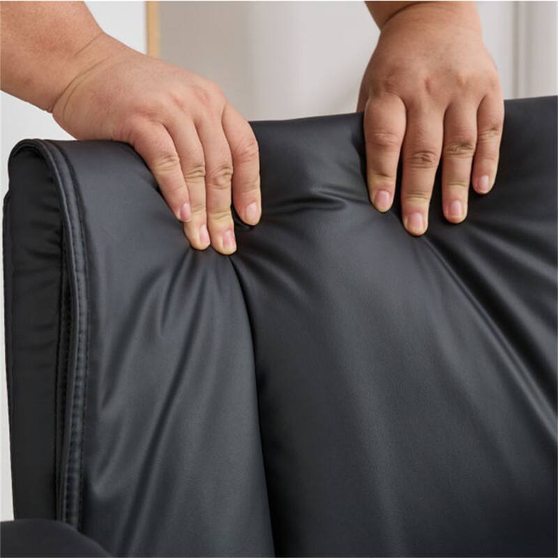 Alt View 5. HTUTWOO - Cross Legged Office Chair with Flip-Up Armrests - PU Leather Swivel Desk Chair, Wide Seat, Adjustable Height, Wheels - Black.