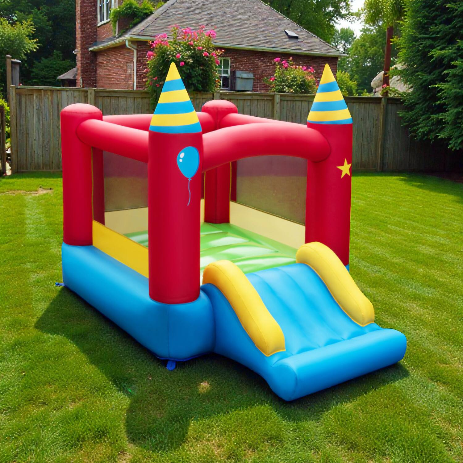 Front. BreeBe - Children’s Jumping Castle with 480W Air Pump - Multicolor.