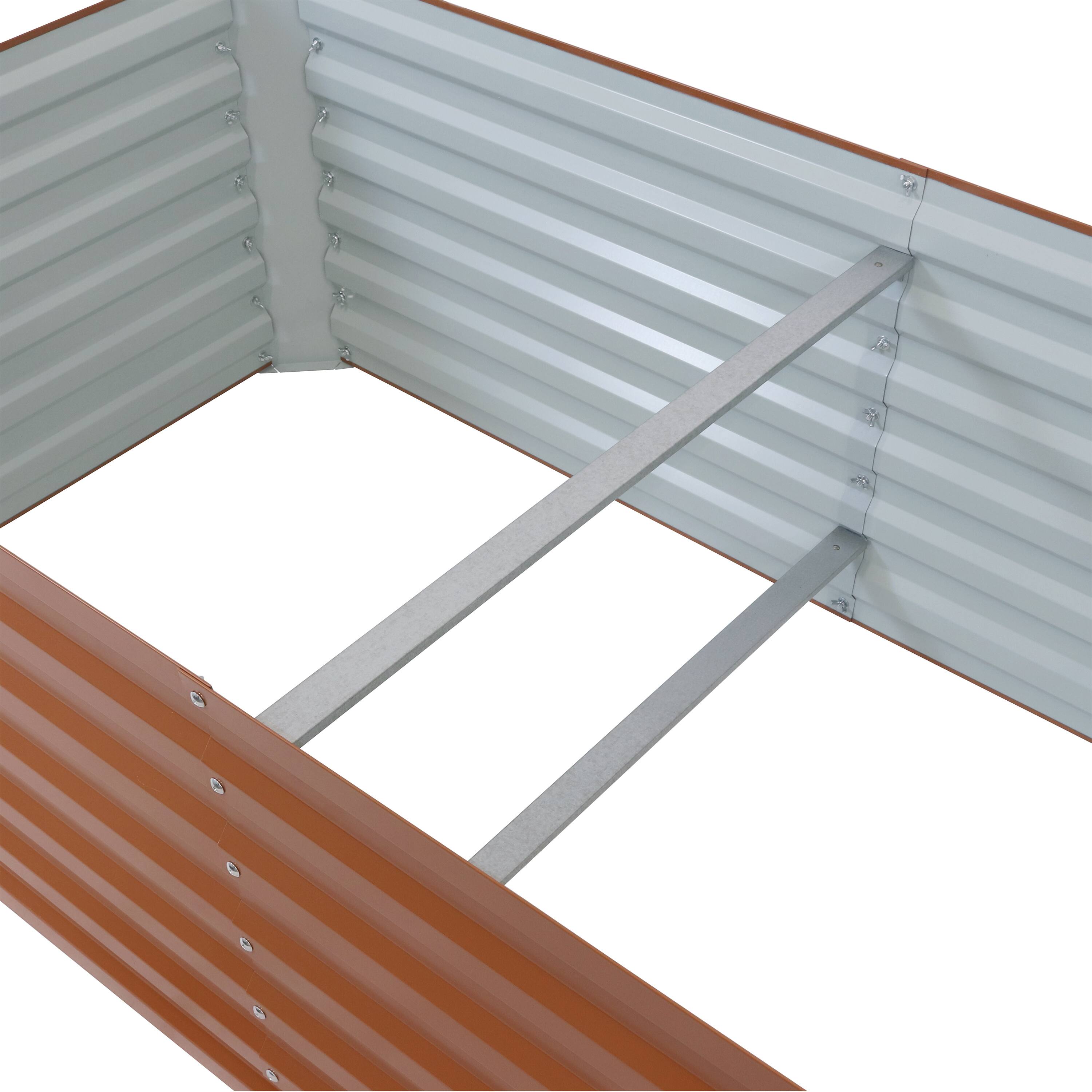 Alt View 7. Sunnydaze - Galvalume Steel Rectangle Raised Garden Bed - 71 in - Brown.